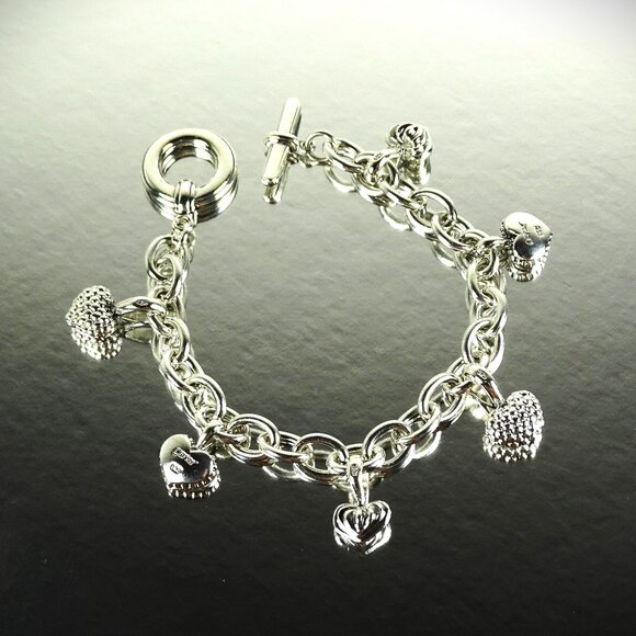 LAGOS Caviar Sterling Silver Six Heart Charms Chain Bracelet - Picture 3 of 10